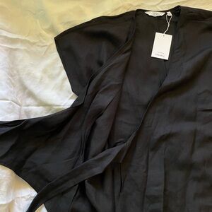 NWT & Other stories linen wrap dress, black, womens US10